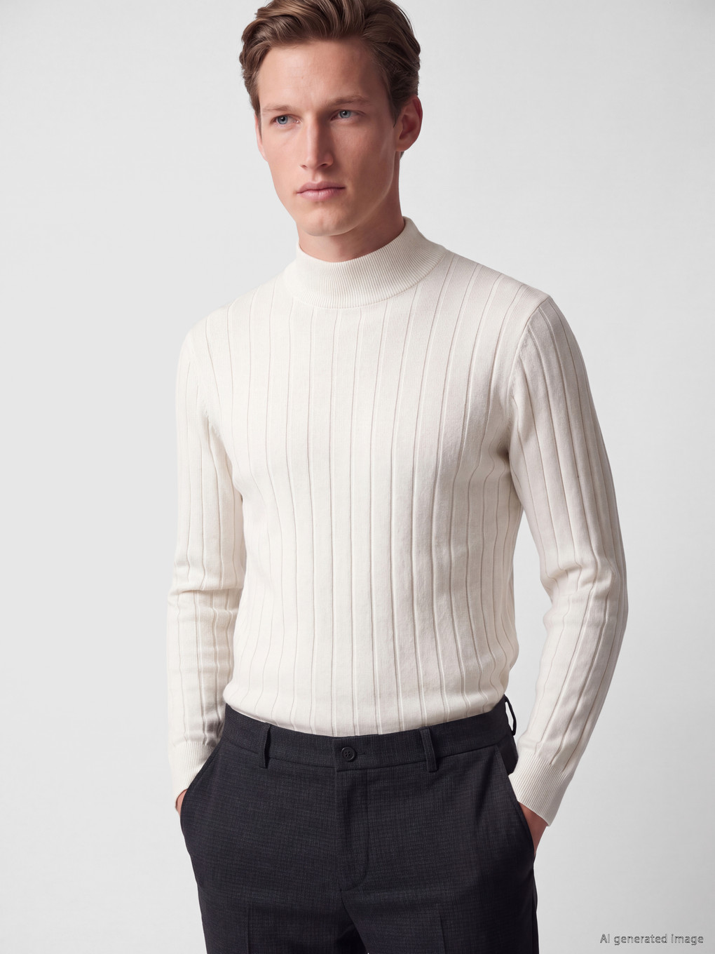 Mock Neck Men's Knitwear Sweater