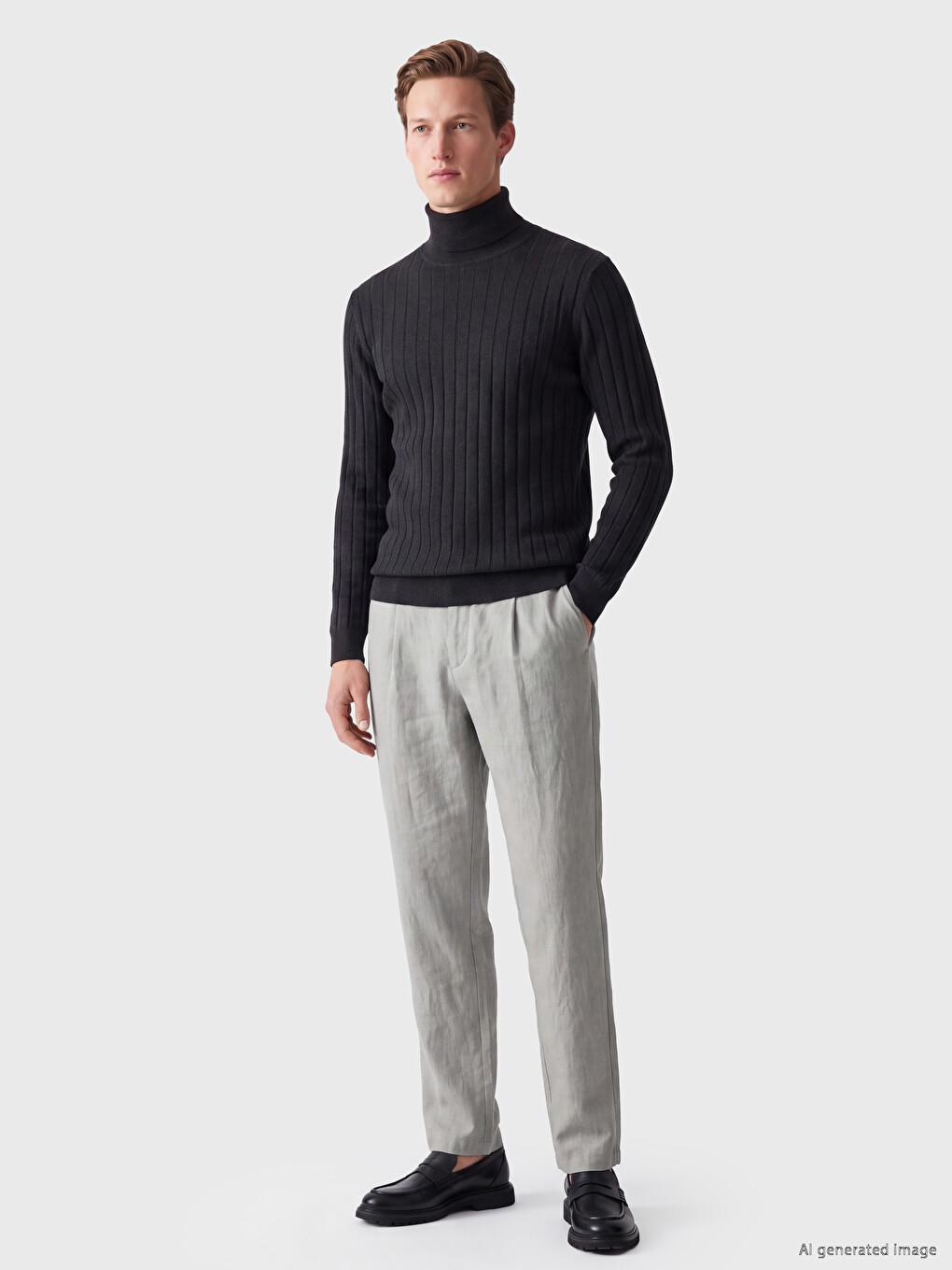 Turtleneck Ribbed Men's Knitwear Sweater-1
