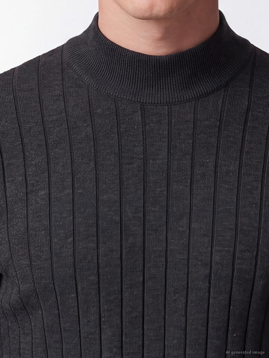 Turtleneck Ribbed Men's Knitwear Sweater-2