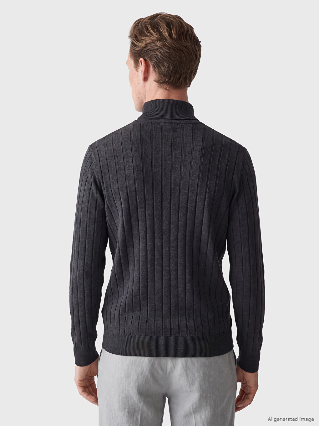 Turtleneck Ribbed Men's Knitwear Sweater-3