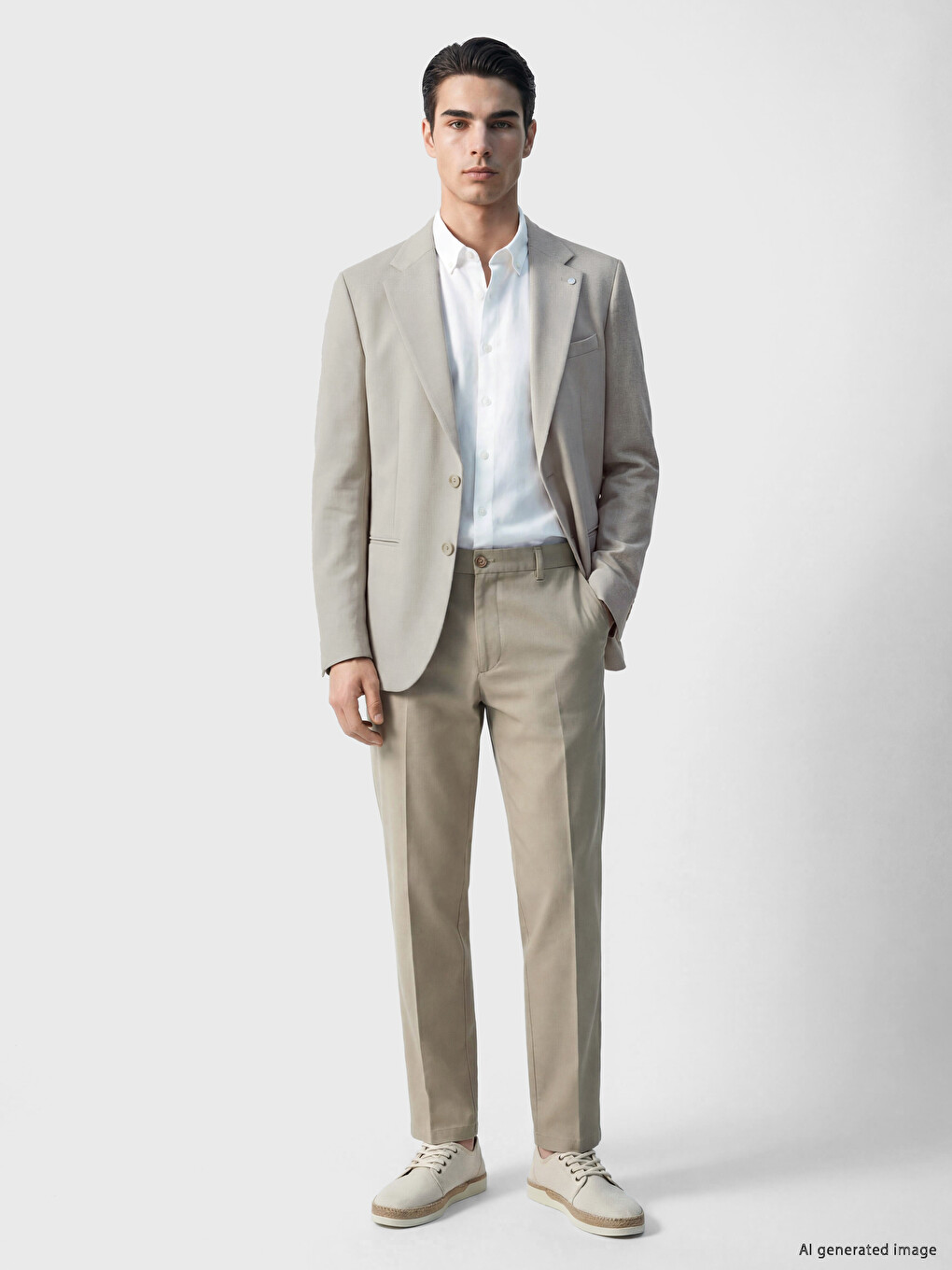 Bej Slim Fit Erkek Blazer Ceket-1