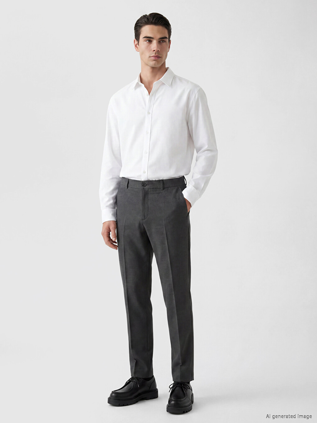 Slim Fit Pleated Men's Fabric Trousers-1