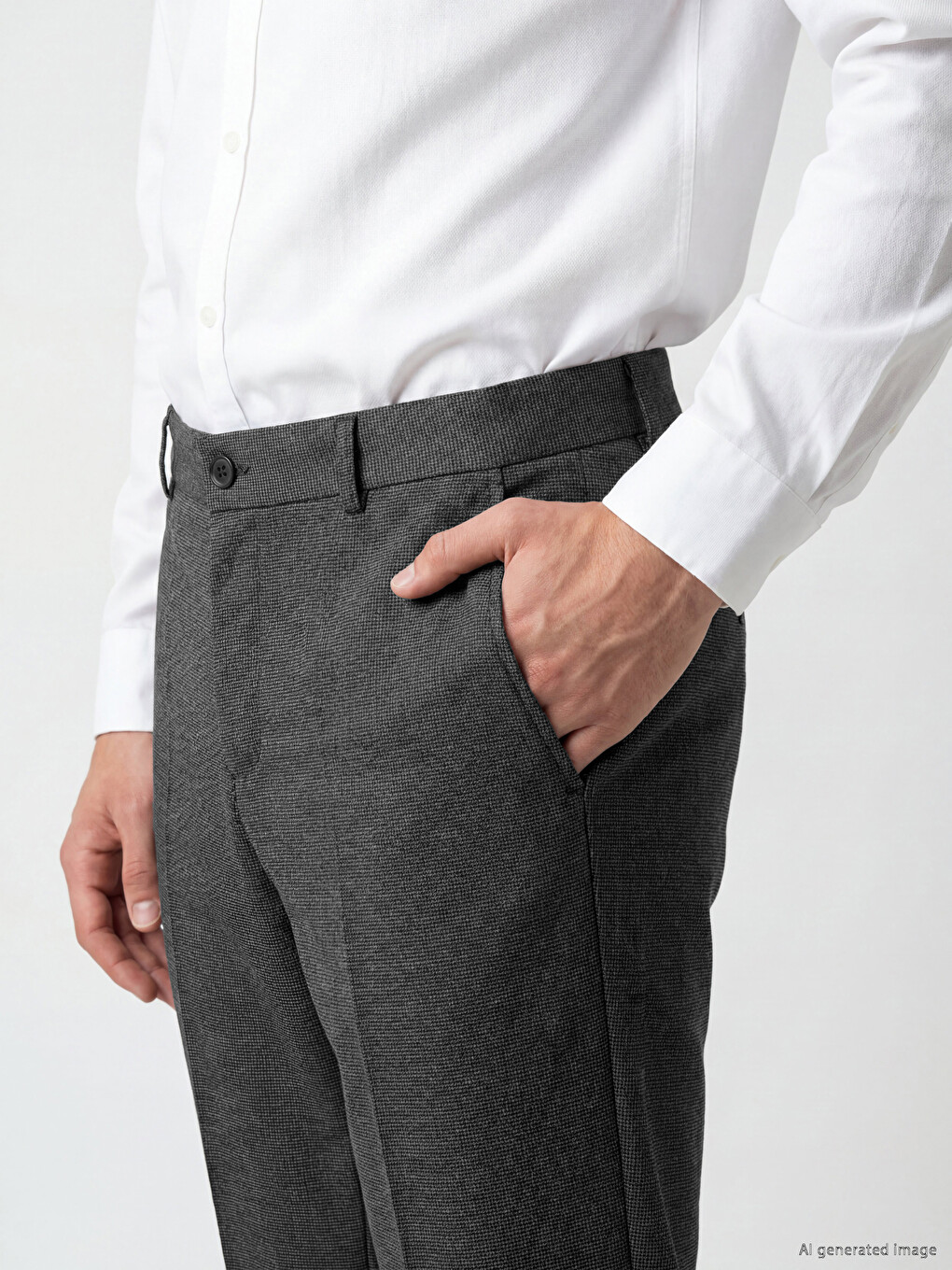 Slim Fit Pleated Men's Fabric Trousers-2