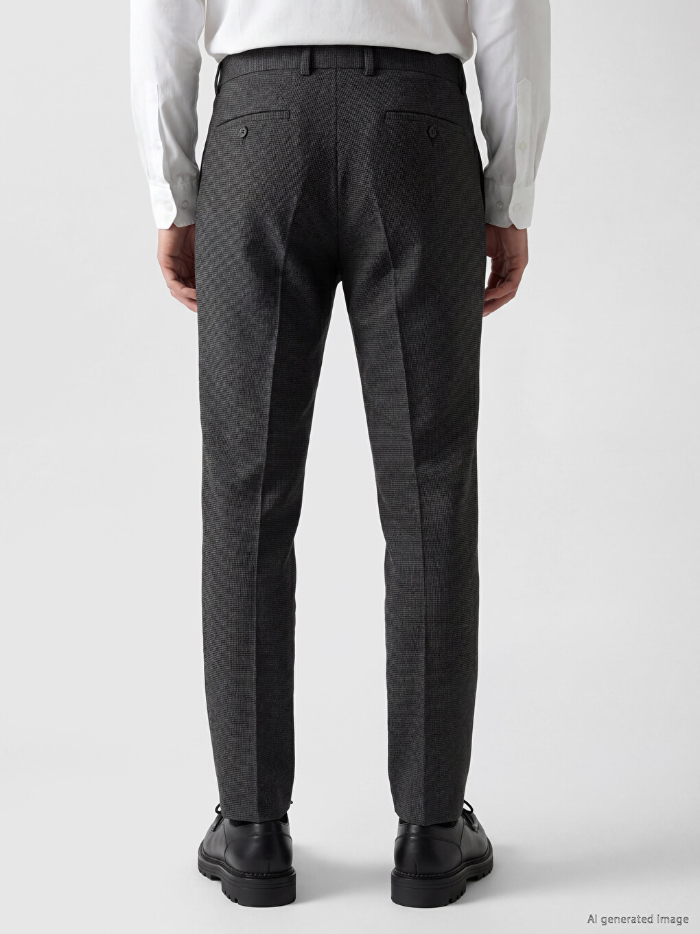 Slim Fit Pleated Men's Fabric Trousers-3