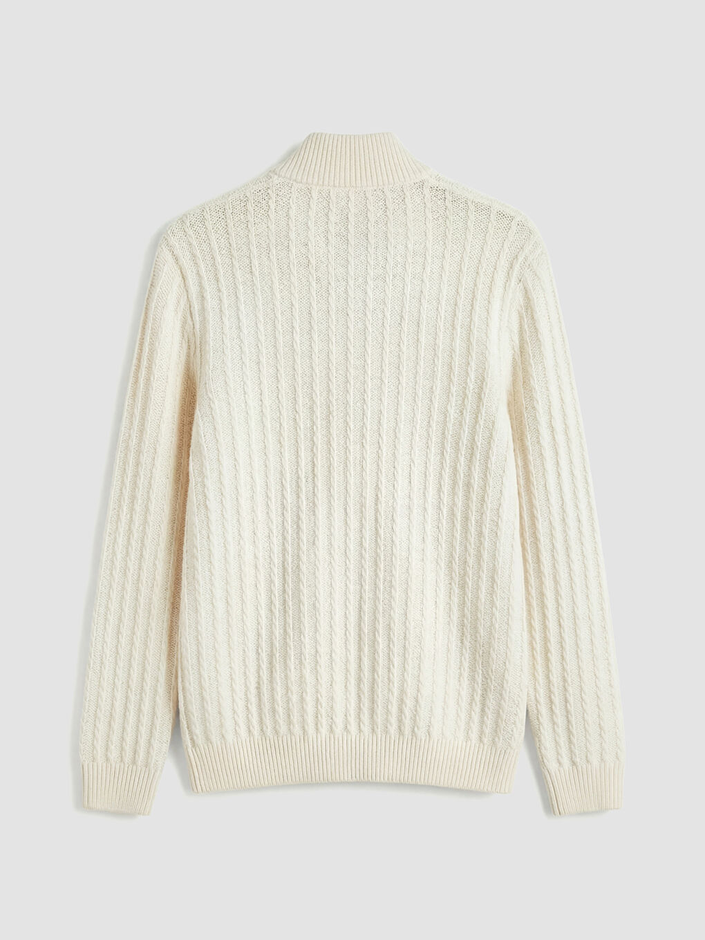 Ekru Standart Kalıp Dik Yaka Erkek Triko Hırka-5