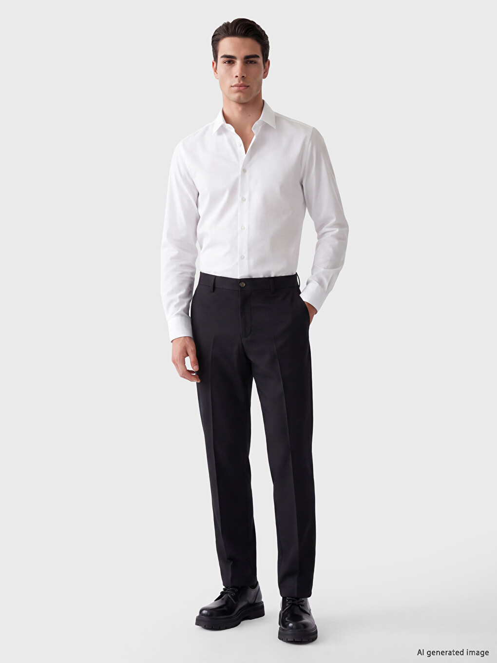 Beyaz Slim Fit Armürlü Erkek Gömlek-1