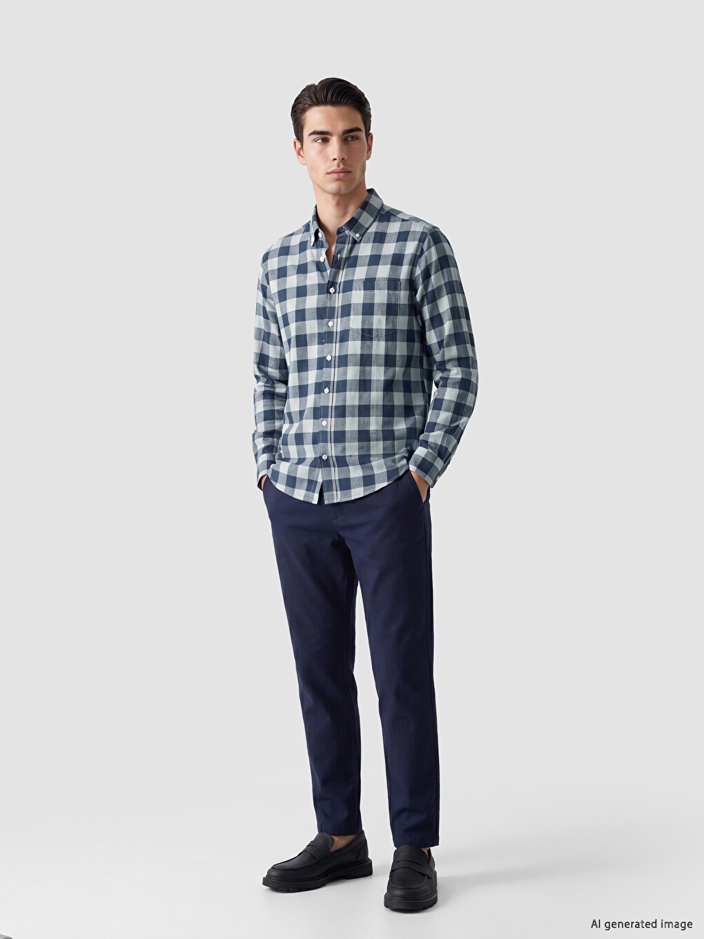 Regular Fit Ekose Gabardin Erkek Gömlek-1