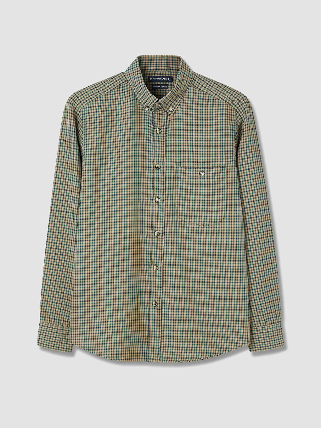 Yeşil Regular Fit Ekose Gabardin Erkek Gömlek-3