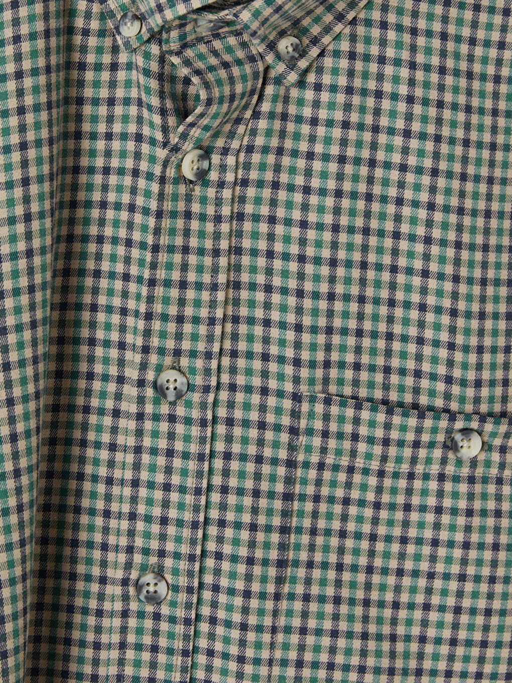 Yeşil Regular Fit Ekose Gabardin Erkek Gömlek-4
