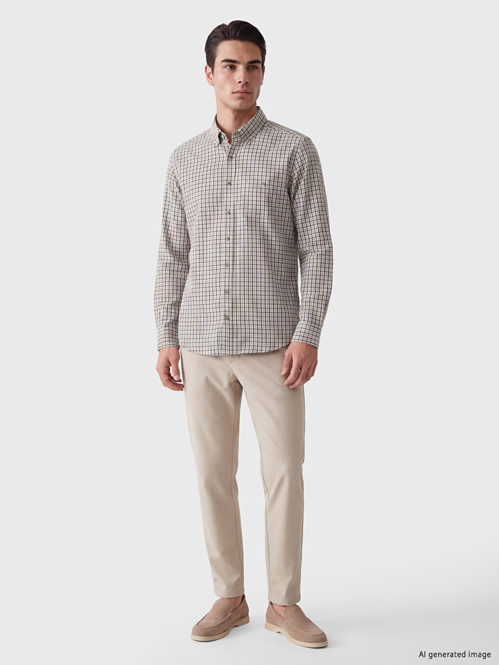 Regular Fit Plaid Gabardine Men's Shirt-1