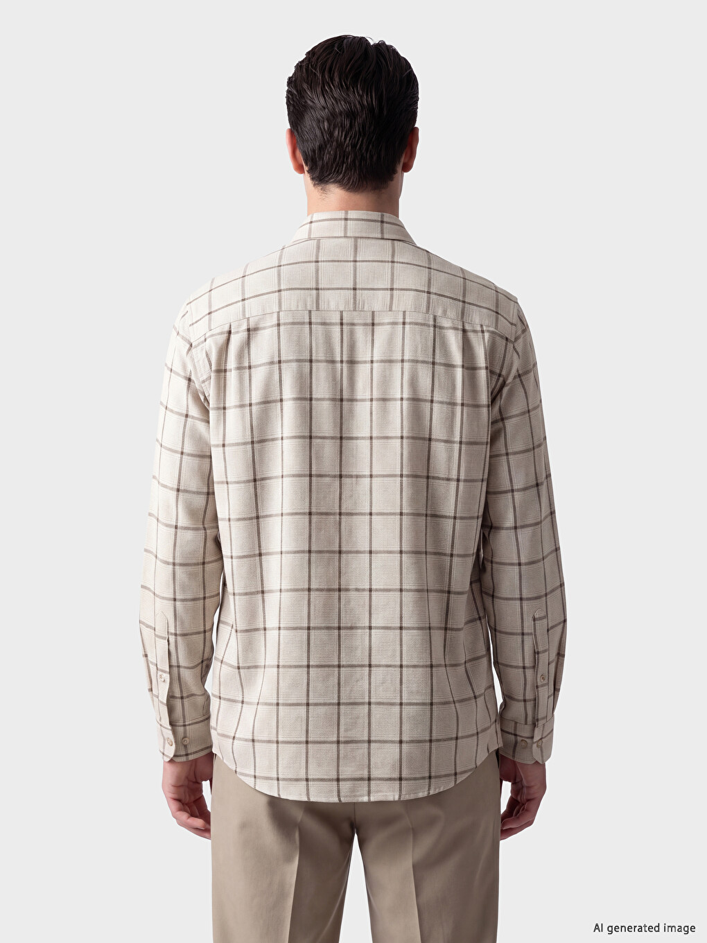 Regular Fit Plaid Herringbone Men's Shirt-2