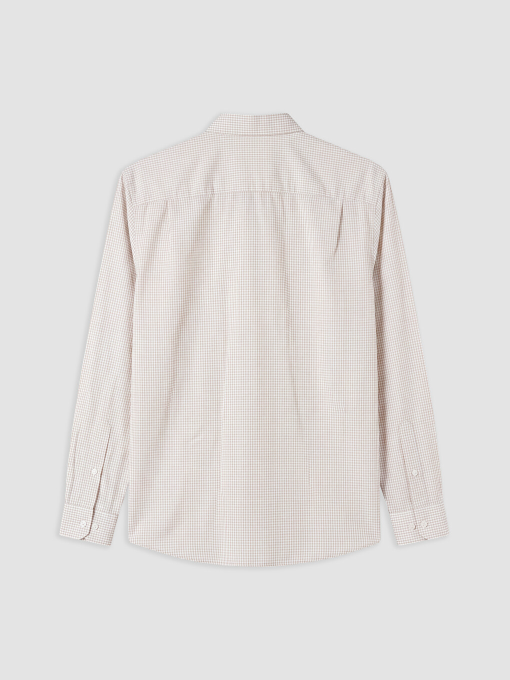 Bej Regular Fit Ekose Poplin Erkek Gömlek-4