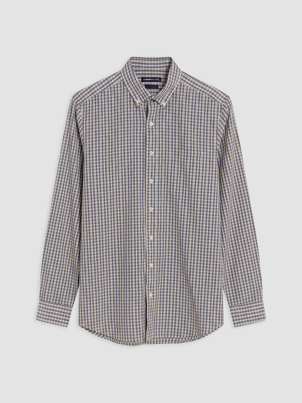 Bej Regular Fit Ekose Poplin Erkek Gömlek-3