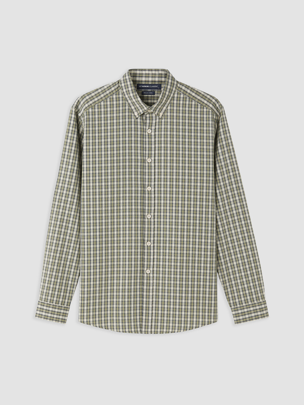 Yeşil Regular Fit Ekose Poplin Erkek Gömlek-3