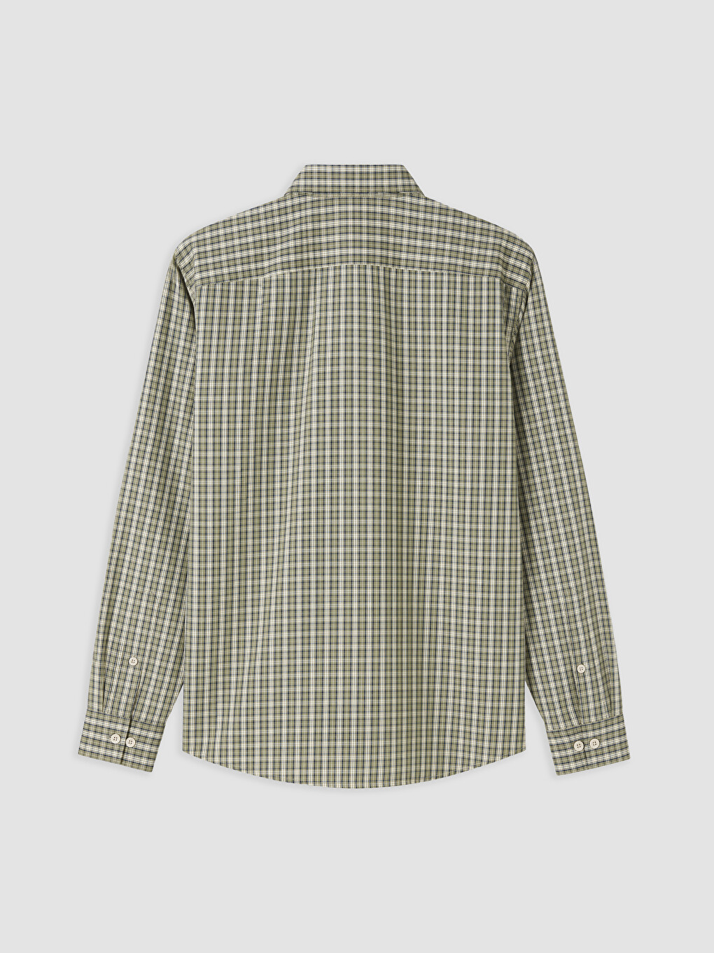 Yeşil Regular Fit Ekose Poplin Erkek Gömlek-4