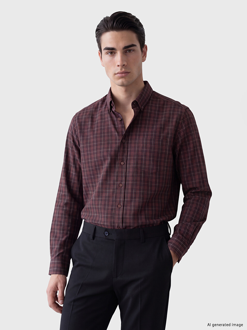 Regular Fit Plaid Men's Shirt