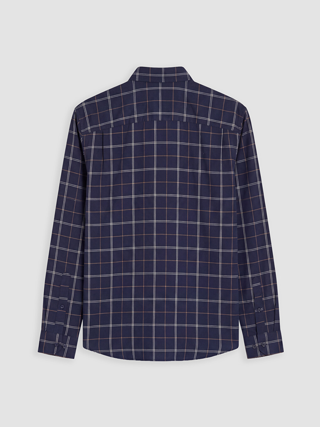 Lacivert Regular Fit Ekose Oxford Erkek Gömlek-5