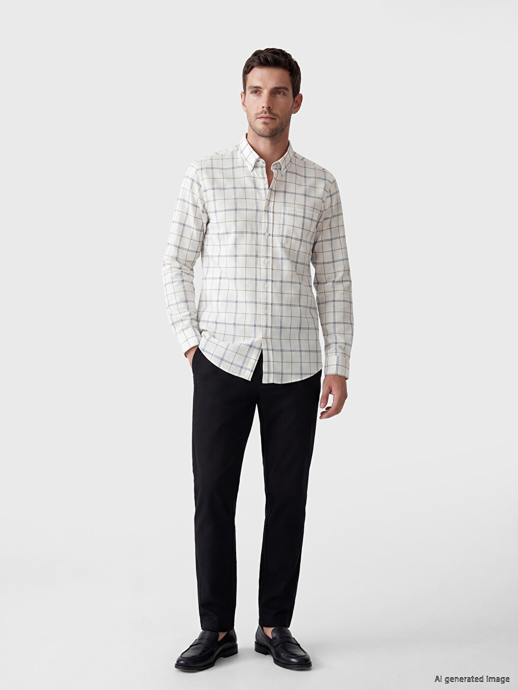 Regular Fit Plaid Oxford Men's Shirt-1