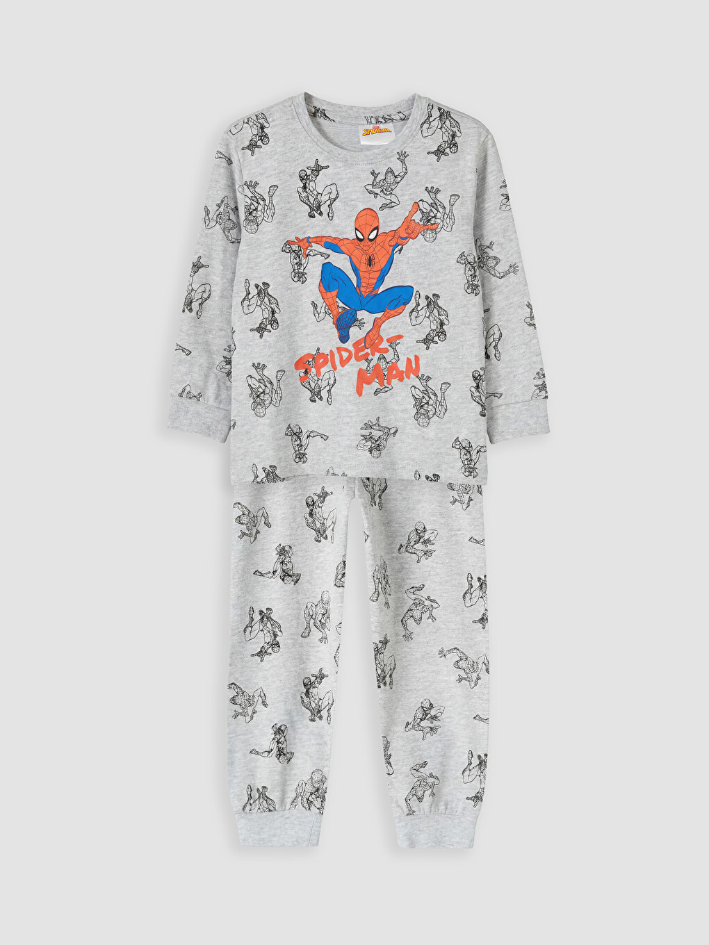 Gri Spider-man Baskılı Erkek Çocuk Pijama Takımı
