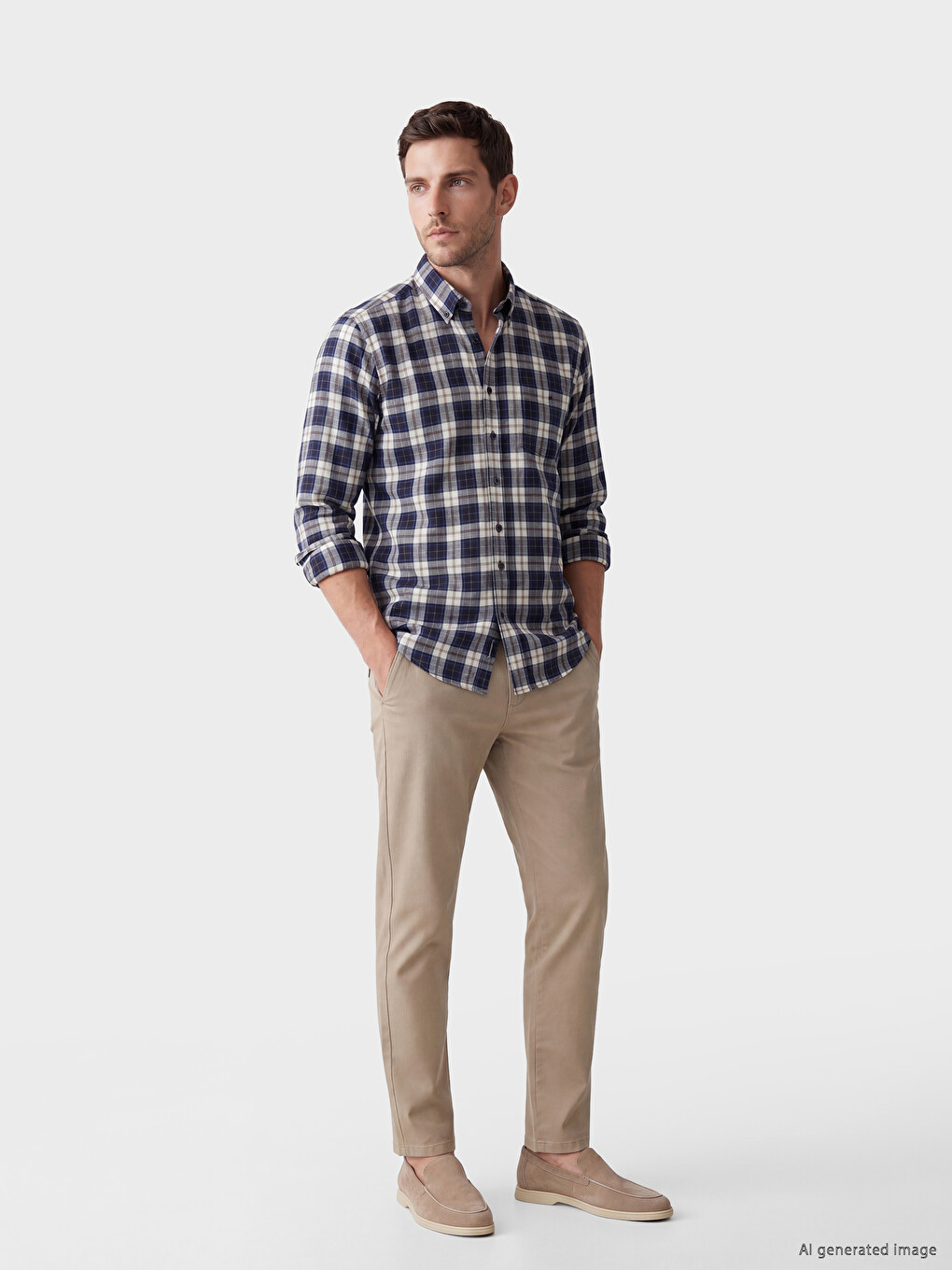 Regular Fit Plaid Twill Men's Shirt-1