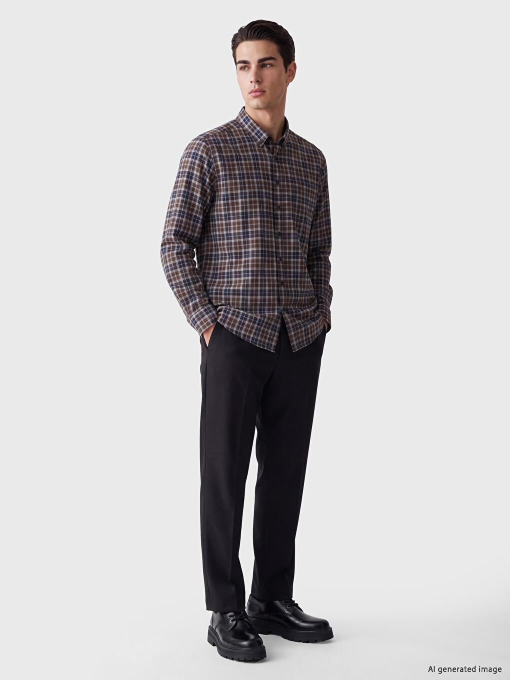 Regular Fit Plaid Twill Men's Shirt-1