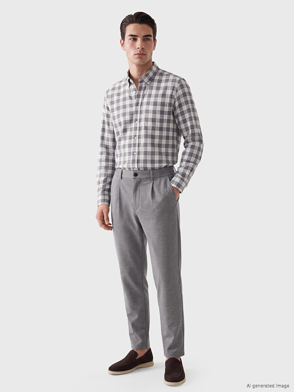 Regular Fit Plaid Twill Men's Shirt-1