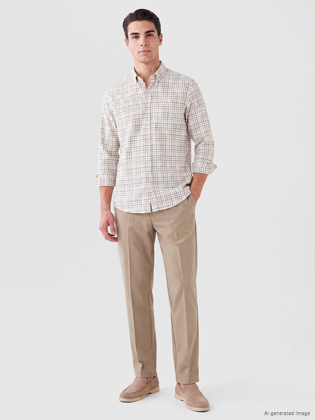 Regular Fit Plaid Oxford Men's Shirt-1