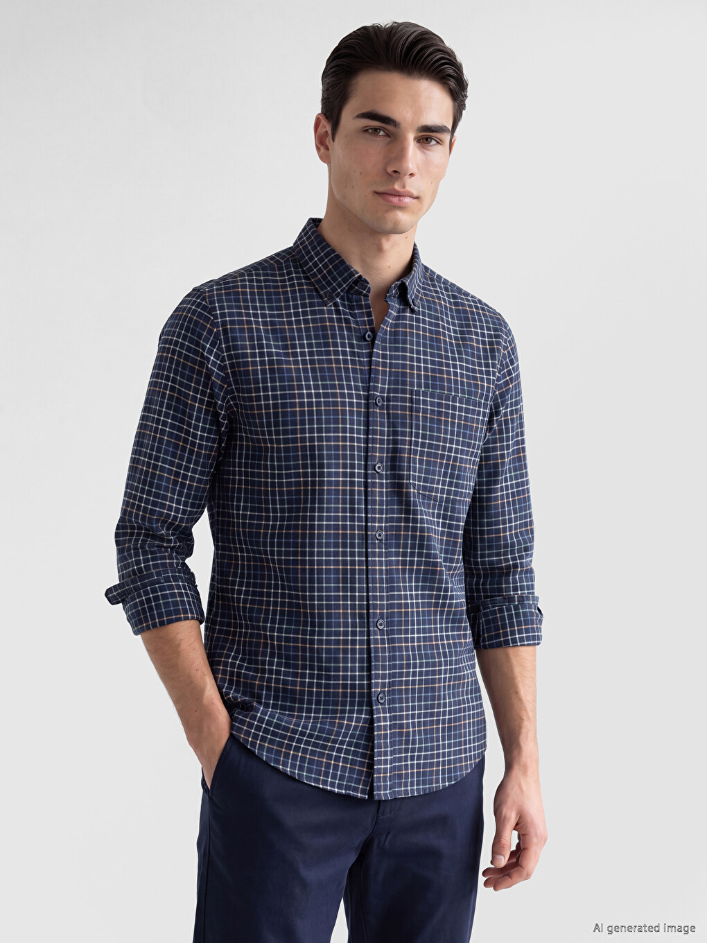 Regular Fit Plaid Oxford Men's Shirt