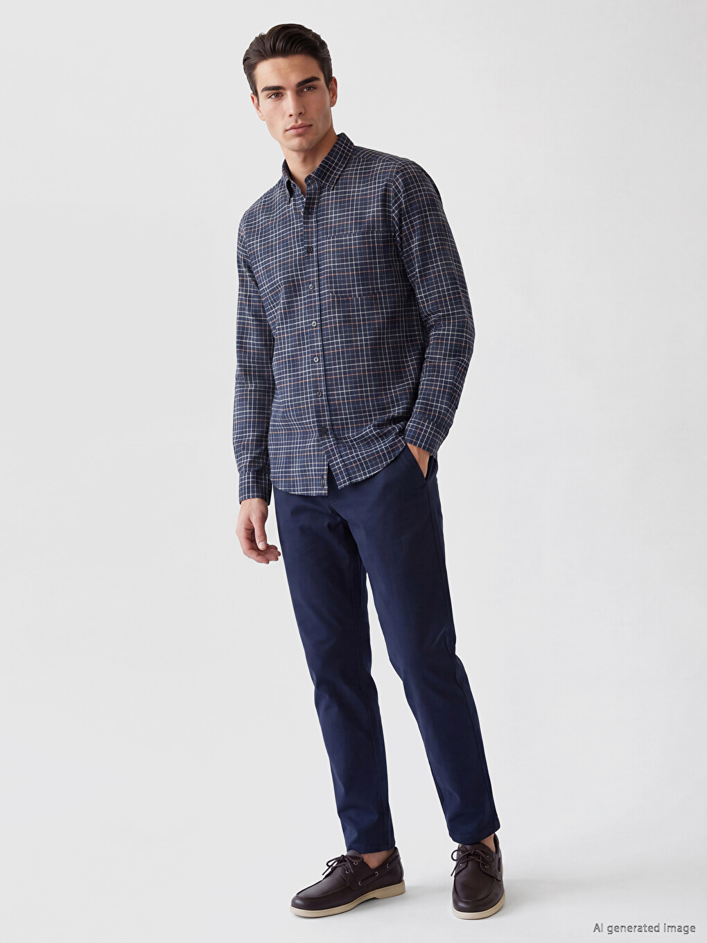 Regular Fit Plaid Oxford Men's Shirt-1