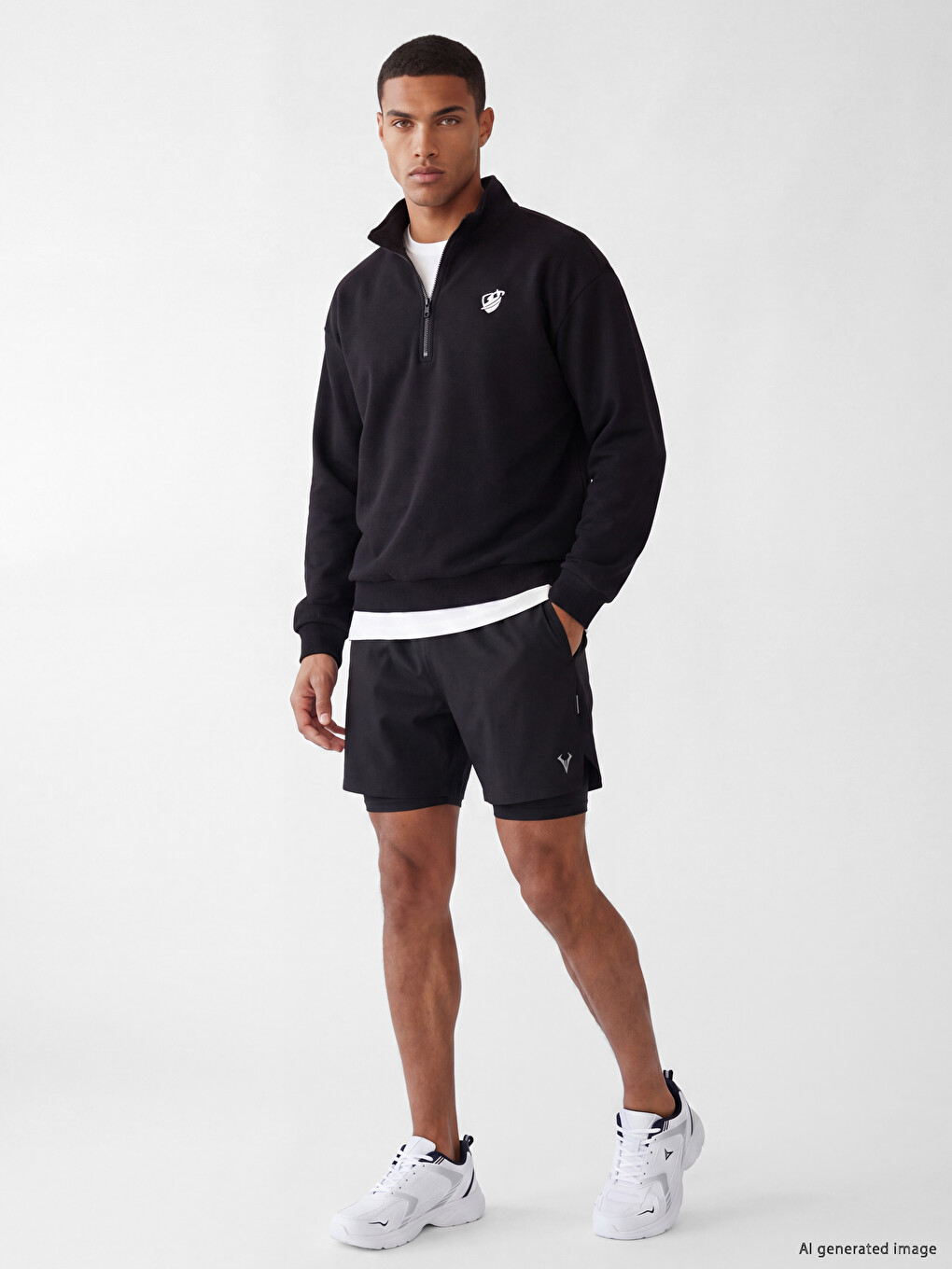 Siyah Regular Fit Erkek Taytlı Şort