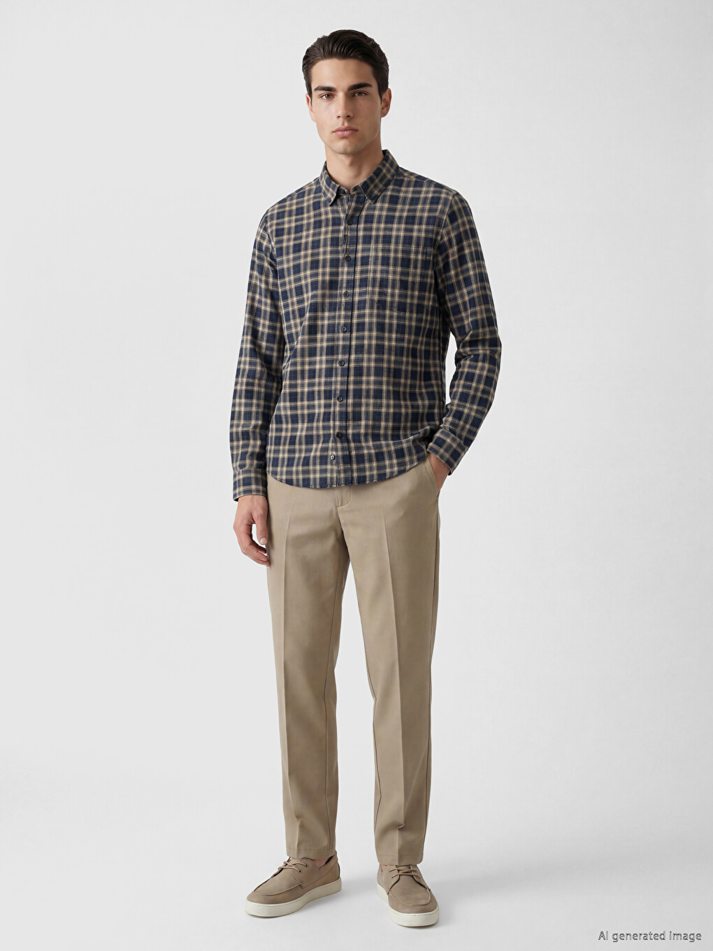 Standard Fit Plaid Gabardine Men's Shirt-1