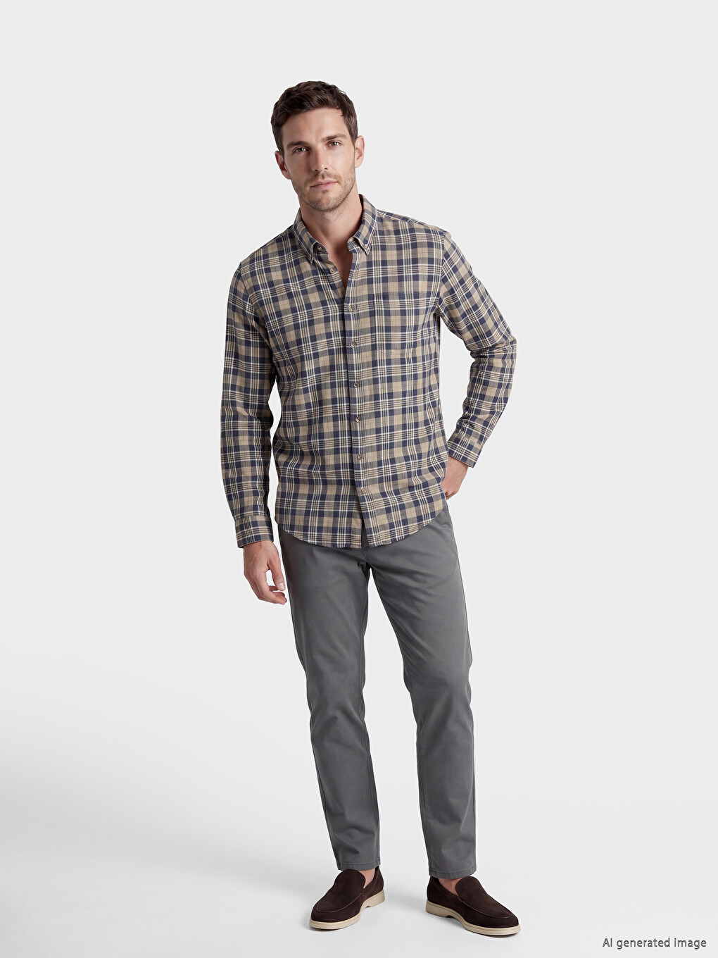 Regular Fit Plaid Twill Men's Shirt-1