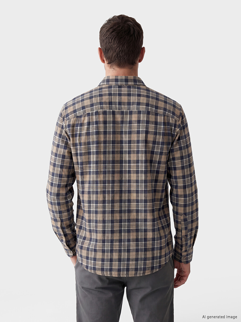 Regular Fit Plaid Twill Men's Shirt-2