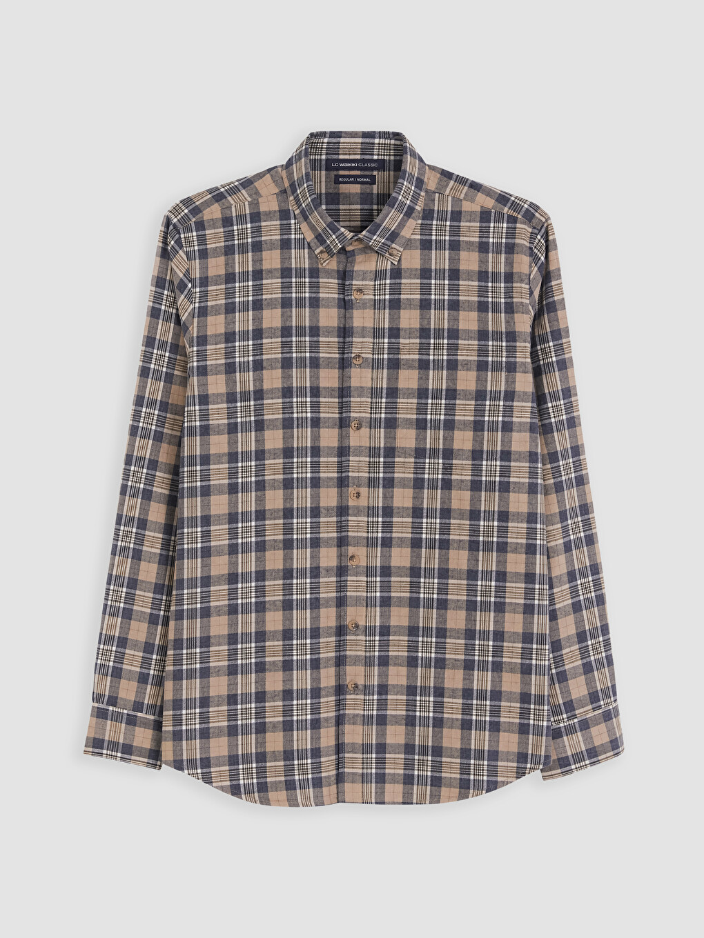 Regular Fit Plaid Twill Men's Shirt-3