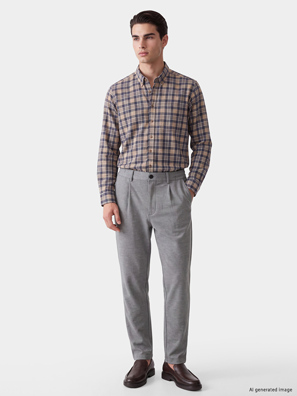 Regular Fit Plaid Twill Men's Shirt-1