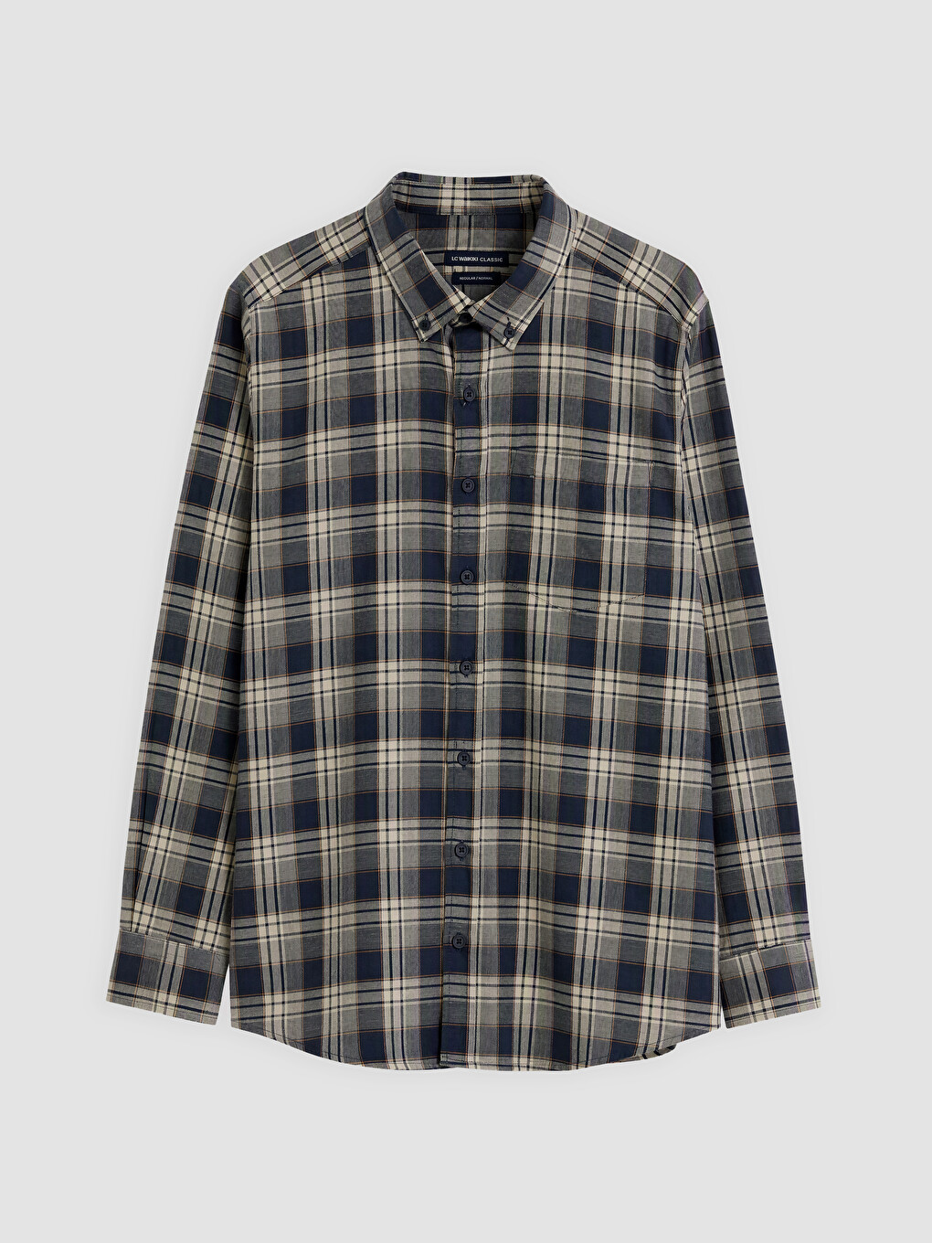 Bej Regular Fit Ekose Gabardin Erkek Gömlek-3