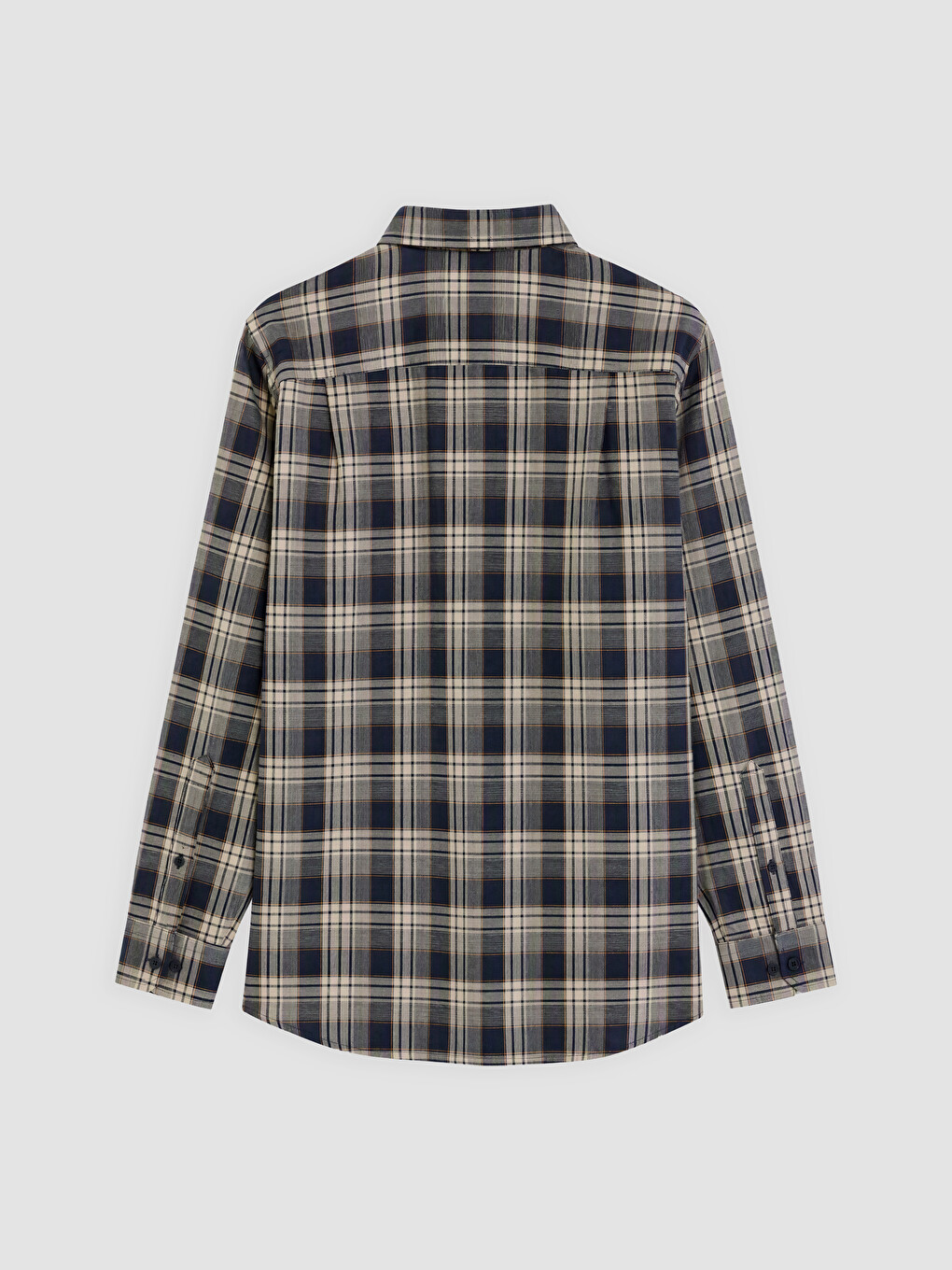 Bej Regular Fit Ekose Gabardin Erkek Gömlek-4