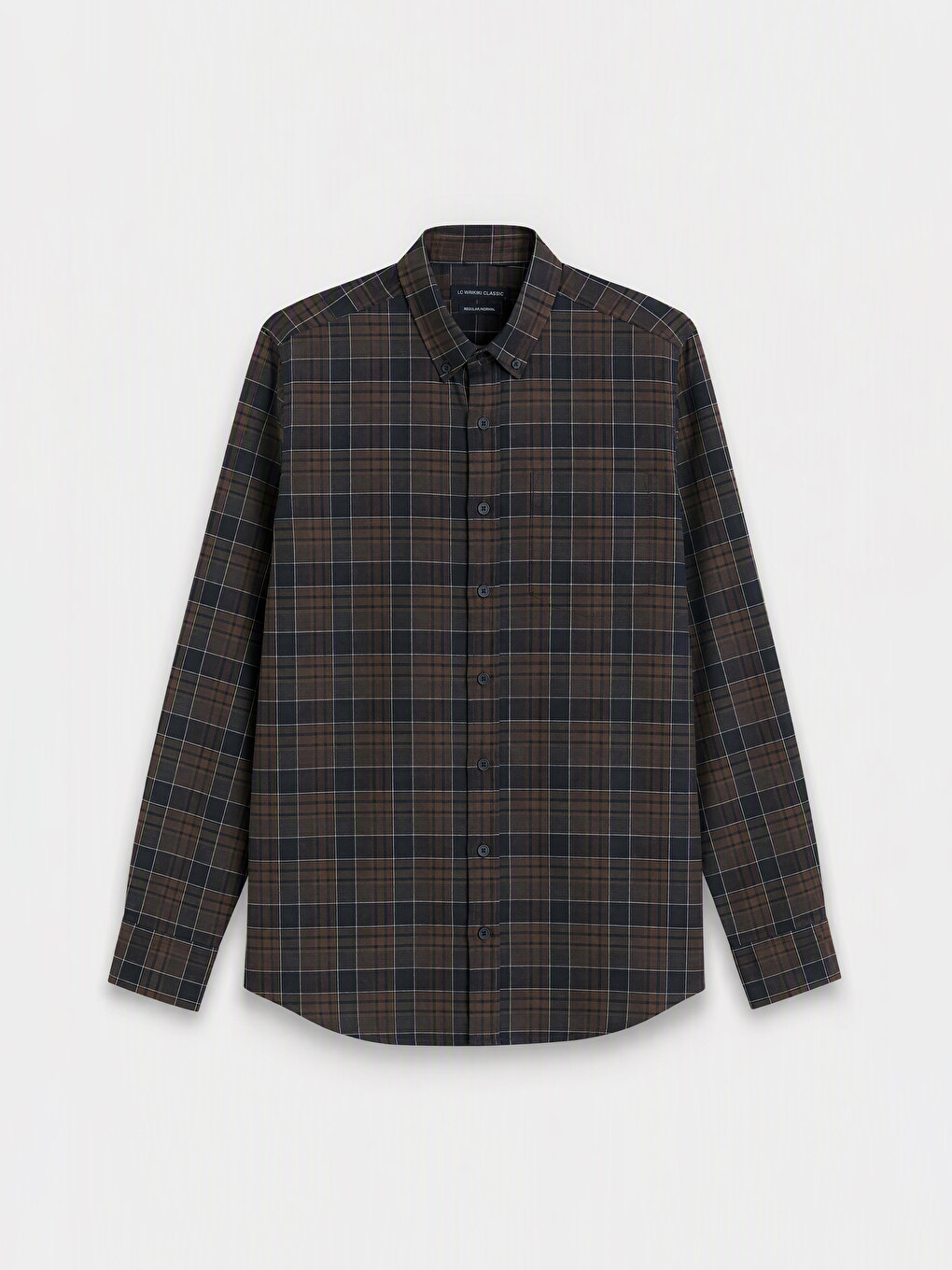 Kahverengi Regular Fit Ekose Gabardin Erkek Gömlek