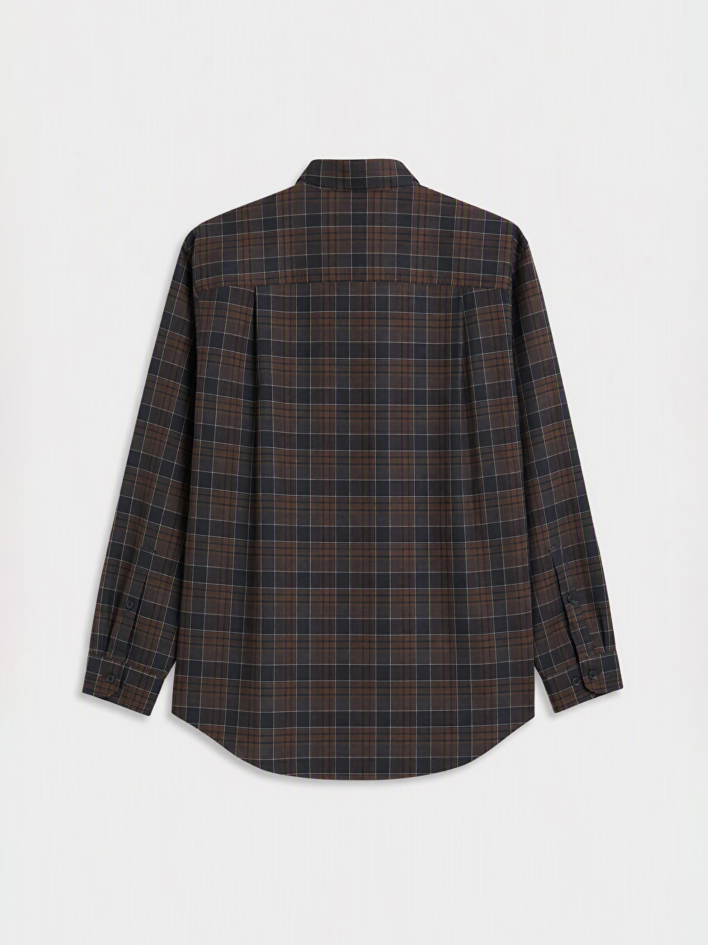 Kahverengi Regular Fit Ekose Gabardin Erkek Gömlek-1