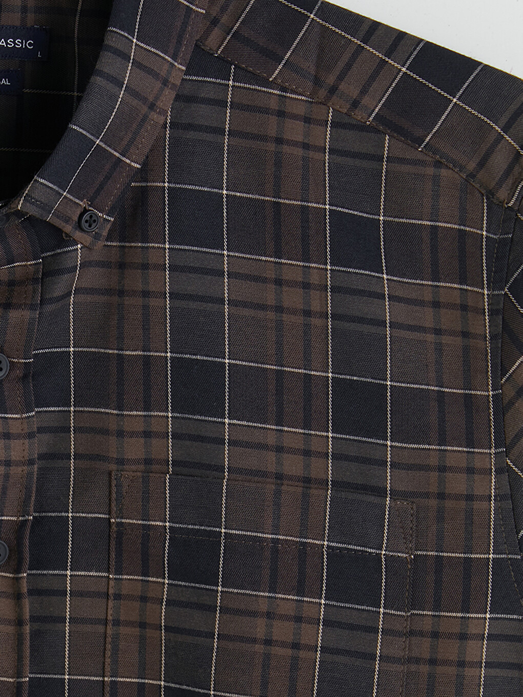 Kahverengi Regular Fit Ekose Gabardin Erkek Gömlek-2