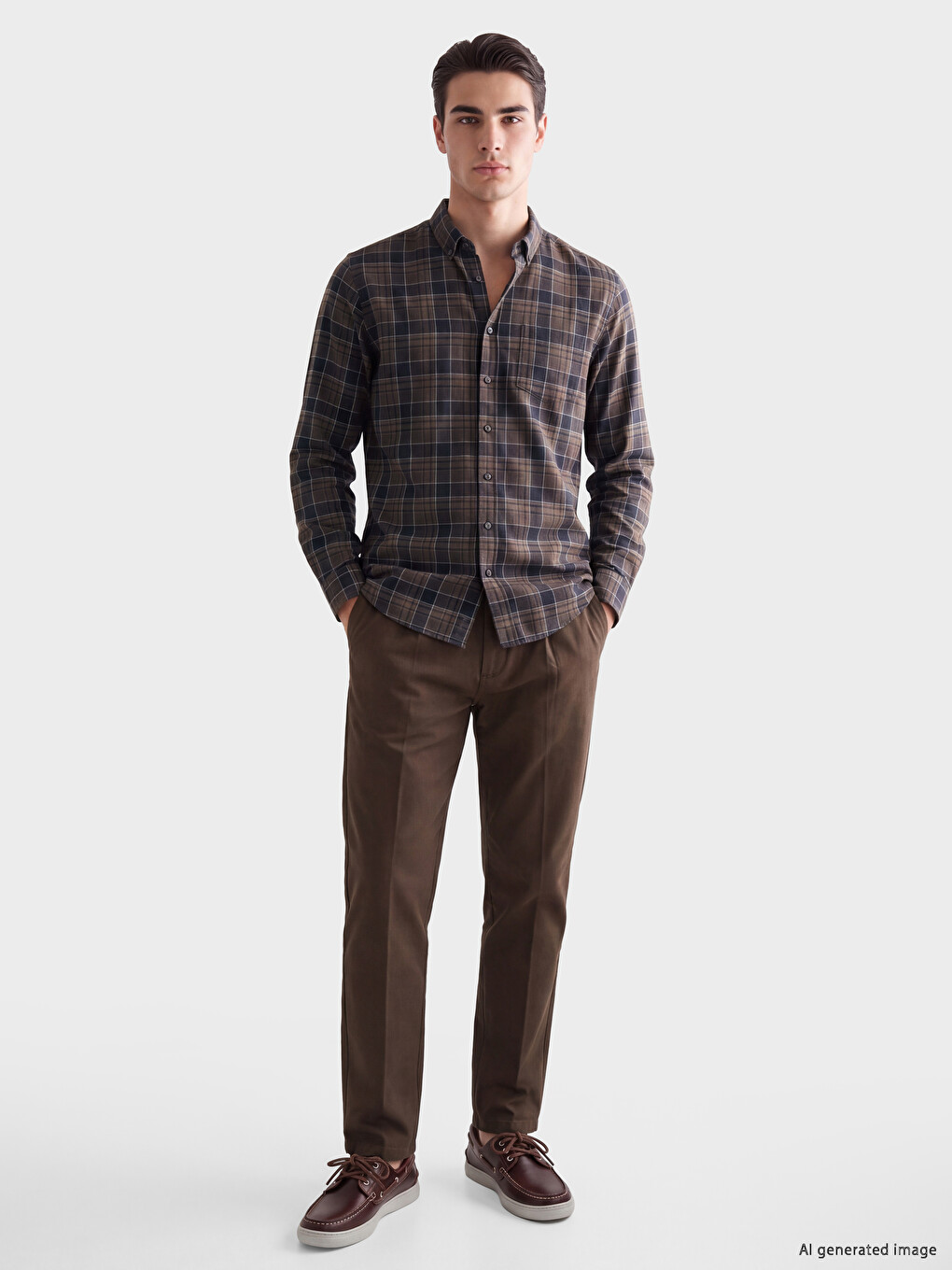 Regular Fit Plaid Twill Men's Shirt-1