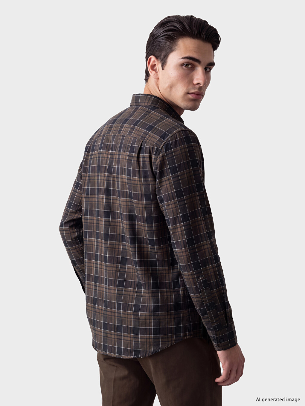 Regular Fit Plaid Twill Men's Shirt-2
