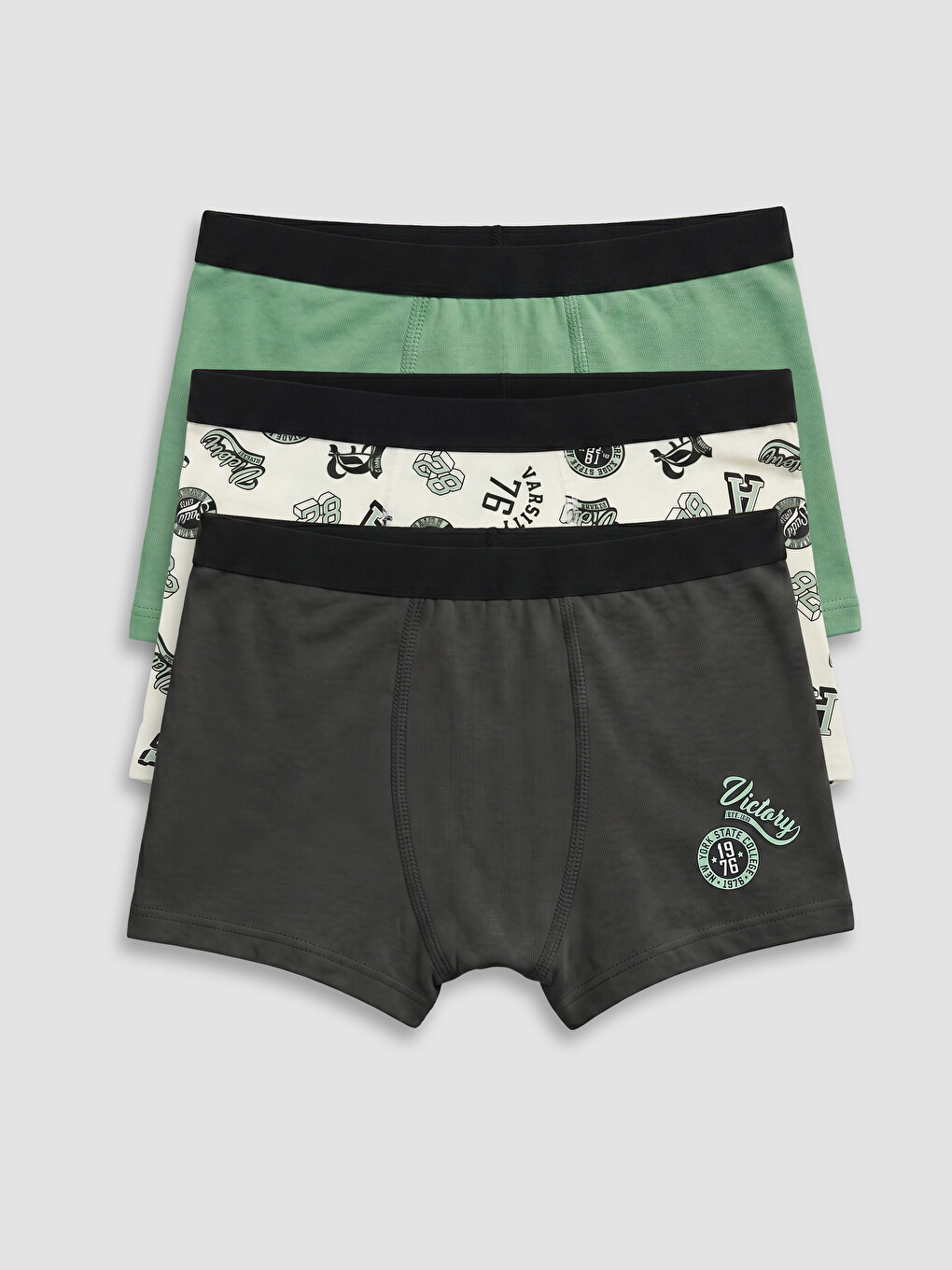 Ekru 3'lü Erkek Çocuk Boxer-5