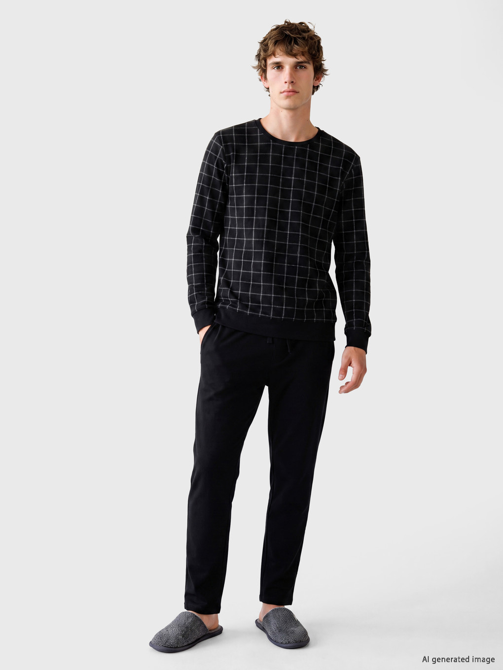 Siyah Regular Fit Erkek Pijama Alt