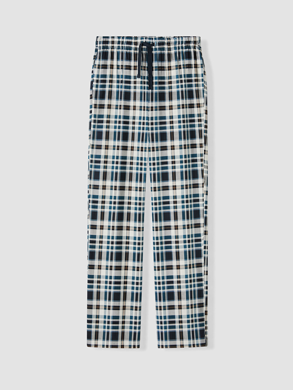 Lacivert Regular Fit Ekose Erkek Pijama Takımı-8