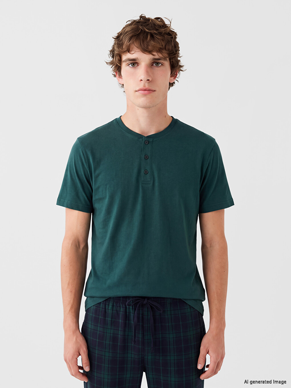 Regular Fit Plaid Men's Pyjamas Set-1