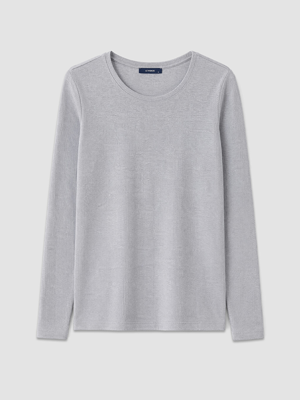 Gri Bisiklet Yaka Erkek Termal Pijama Üst-4