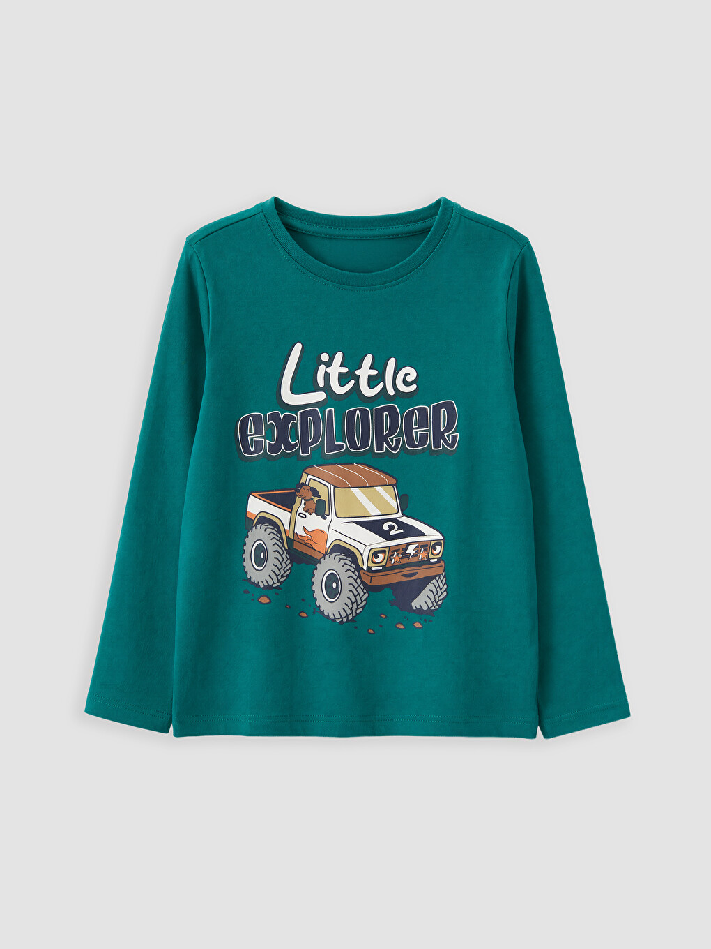 Yeşil Bisiklet Yaka Baskılı Erkek Çocuk Pijama Takım-1