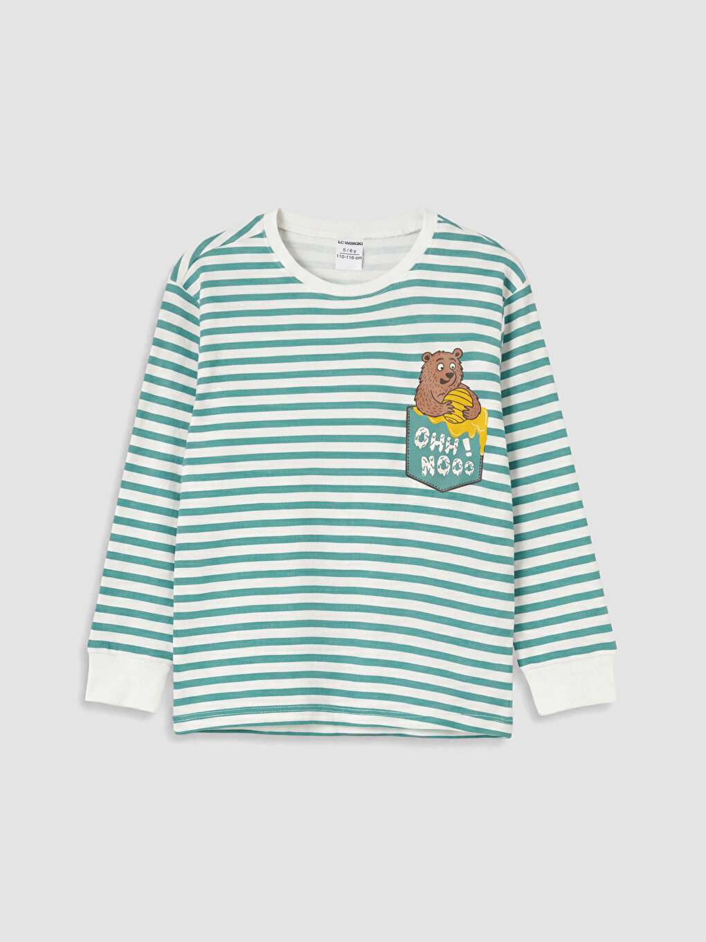 Ekru Bisiklet Yaka Baskılı Erkek Çocuk Pijama Takım-2