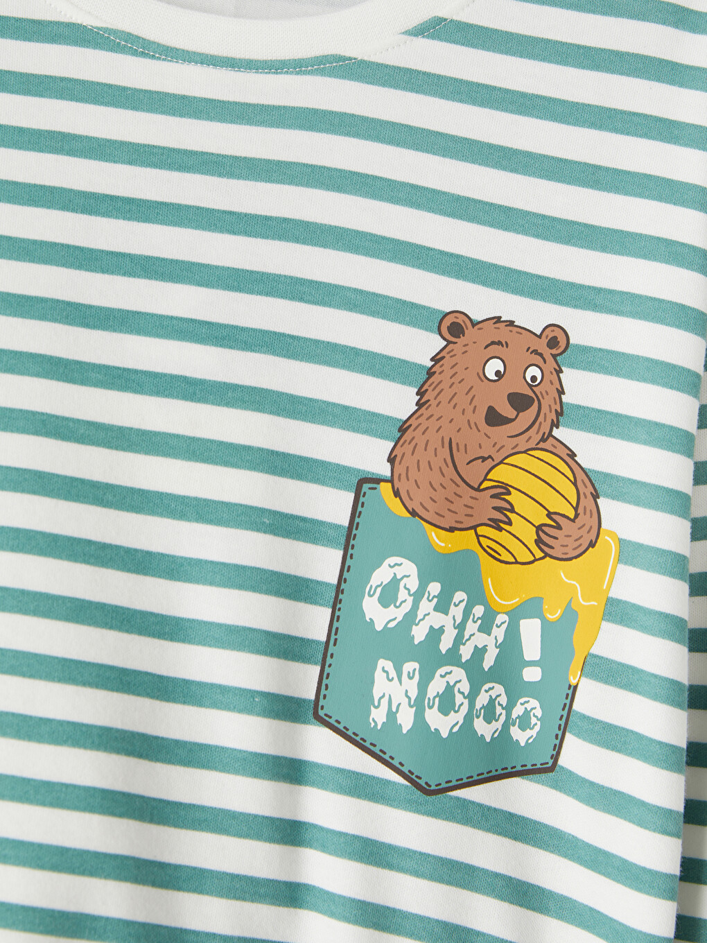 Ekru Bisiklet Yaka Baskılı Erkek Çocuk Pijama Takım-3